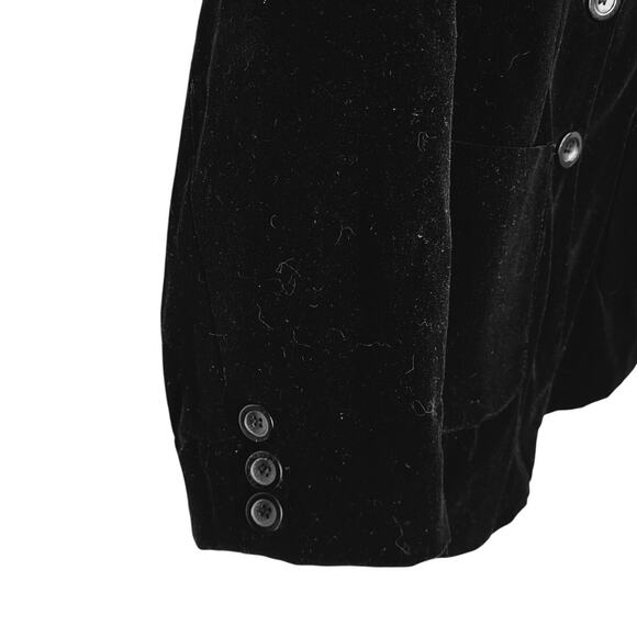 Denim&Co Black Velvet Three Button 100% Cotton Blazer Minimalist Preppy Size XL - Picture 5 of 7